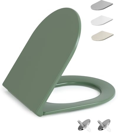 HySail Hochwertiger Toilettendeckel mit Absenkautomatik, Schnellverschluss und Hygienischer Oberfläche – Robust, Umweltfreundlich, Farbbeständig, in Mehreren Farben (Salbeigrün, D-Form Lang)