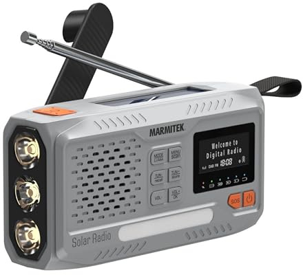 Marmitek RESQ 100 - Emergency Crank Radio – Solar Hand Crank Radio with DAB+ & FM – 4500 mAh Powerbank – Colour LCD Display & LED Flashlight – Reliable for Blackouts – Weatherproof - Emergency