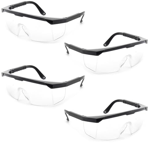 RQcMid Schutzbrille, 4er Set Arbeitsschutzbrille Laborbrille Chemie, Vollsichtschutzbrille Für Labor Und Chemie, Sicherheitsbrille Mit Klarer Sicht Und Robustem Design