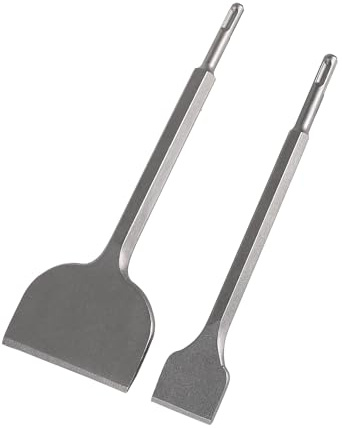 CPROSP 2 Pièces Burin SDS plus 100 mm + 40 mm, Burin Carrelage/Plat | Acier 40CR; Ciseaux Plats pour Enlever Carrelage; Béton; Pierre Naturelle; Maçonnerie; Etc