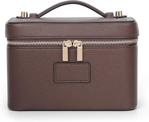 Starnearby Trousse de Maquillage en Cuir, Trousse de Toilette Vanity Femme | Compartiment Amovible, Vanity Maquillage Femme, Pochette Rangement Maquillage Voyage, Trousse Cosmétique Voyage