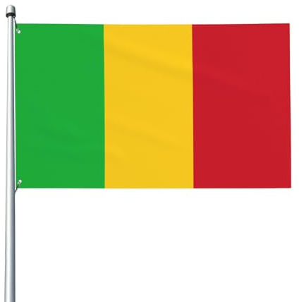 Drapeau du Mali imprimé sur un seul côté – Drapeau décoratif intérieur/extérieur (mât non inclus) 0,9 x 1,5 m
