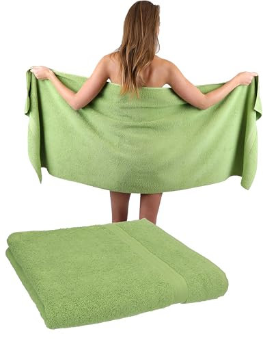 Betz 2 Stück Saunatücher XXL Badetuch Liegetuch Strandlaken Saunahandtuch Premium Frottee 100% Baumwolle Größe 70 x 200 cm Farbe apfelgrün