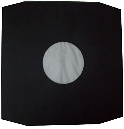 50 Large Black Paper POLYLINED 12 LP Record Vinyl Inner Sleeves Covers Protectors with Large Centre Hole - Size 308x308mm Clear Plastic POLYTHENE Inner Liner - USE AS Scratch Mark Protection