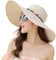 Lanzom Chapeau de paille pliable à large bord pour femme 14 cm UPF 50+ - - Taille unique