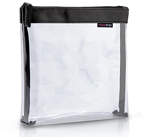 nex|trip Kulturbeutel Transparent für Flüssigkeiten Handgepäck - Kosmetiktasche durchsichtig für Flugzeug - Reiseset Kosmetik Beutel (Schwarz - Einzeltasche)