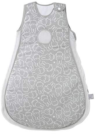 roba Babyschlafsack 62/68 cm - Easy Air miffy - Sommer Schlafsack für Neugeborene - aus Baumwolle mit Mesh Einsätzen - Hasen Motiv in Grau