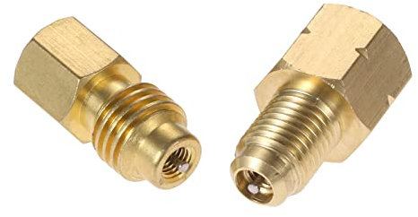 Aupoko R1234YF Adapters with Valve Core, 1/2’’ ACME Left Hand x 1/4’’ SAE Vacuum Hose Pump Fittings Connection for R12 to R1234yf Refrigeration Conversion