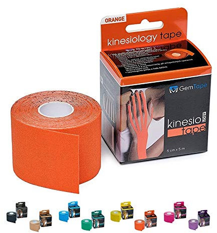 GemMedical Kinesiologie tape Orange Rolle 5cm x 5m | Kinesiotapes | Wasserfestes & elastisches | Hautfreundliche Sport Tapes | Profi Physio Tape | Muskelunterstützung | Baumwolle