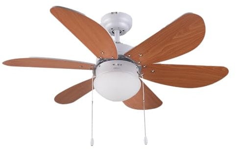Cecotec Ventilador de Techo con Luz EnergySilence Aero 360. 50 W, Bajo consumo, 91 cm de Diámetro, 6 Aspas Reversibles, 3 Velocidades, Función Invierno, Acabado en blanco/madera