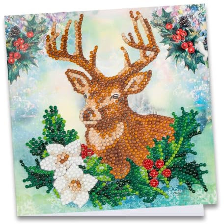 Ideen mit Herz Carte de vœux Diamond Painting - 16 x 16 cm - 370 g/m² - Avec enveloppe et outils (cerf)