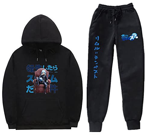Anime That Time I Got Reincarnated as a Slime Casual Trainingsanzüge 2 Stück Set Tempest Rimuru Langarm Hoodie Jogginghose Sweatshirt Hose