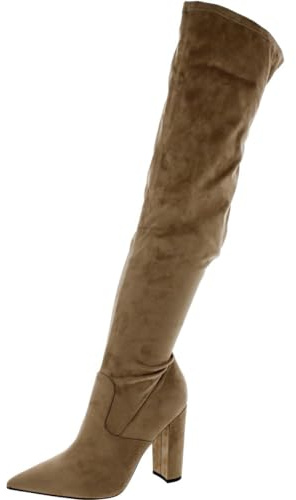 GUESS Abetter - Stivali sopra il ginocchio da donna, Camoscio Cognac 210, 39 EU