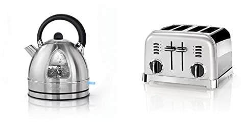 Cuisinart Traditional Kettle | 1.7L Capacity | Stainless Steel | CTK17U & Style Collection 4 Slot Toaster | Frosted Pearl | CPT180SU