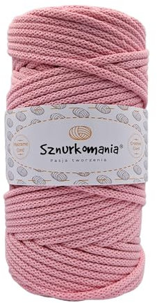 Sznurkomania, Baumwollkordel 5mm 100m, 46 Farben, Weiß Farbe, Makramee Garn, Baumwollgarn, geflochtene Baumwollkordel 5mm mit Kern, Makramee Kordel, Häkelkordel