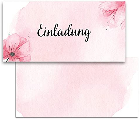 MAVANTO Einladungskarten Hochzeit, Standesamt, Geburtstag - Blanko Einladungskarten Set für feierliche Anlässe (Blumen, 15x Stück)