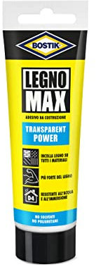 Bostik Legno Max Transparent innovativo adesivo per incollare il legno, senza poliuretani, extra forte e impermeabile tubetto 85g Trasparente