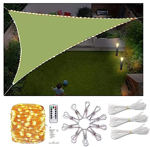 AdeptT Toldo parasol de ángulo recto de 3 x 3 x 4,3 m, impermeable, para exteriores, jardín, patio, con luz LED, verde, 4 x 4 x 5,7 m