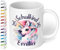 Geschenk zur Einschulung für Mädchen: Süße Tasse „Schulkind 2025“ - mit EINHORN-Motiv - personalisiert mit Namen Erstklässler - kleines Geschenk für Schüler 1. Klasse, Weiß