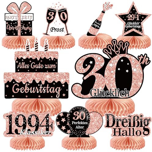Voxisroma 30. Geburtstag Frauen 9 STK Roségold Rosa Bienenwabe Mittelstück Tischdeko Geburtstag,30 Geburtstag Deko,30 Geburtstag Party Deko Supplies,Geschenke Für Frauen Zum Geburtstag (Deutsche)