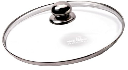 Couvercle Universel en Verre Trempé et Inox - 28 cm - Pommeau Chrome Anti-brulures - Trou Vapeur