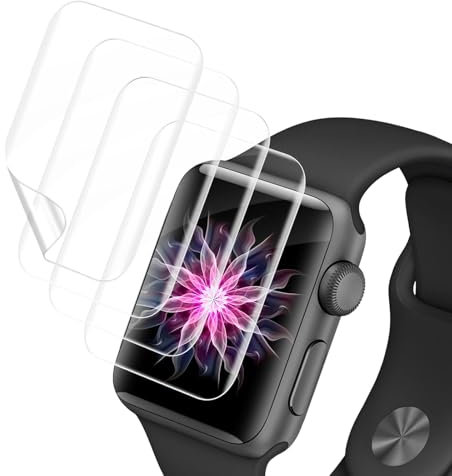 Carantee 4 Stück Schutzfolie Panzerglas für Apple Watch Series 4/5/6/SE/SE2 (44mm), Weiches TPU Wasserdicht iWatch Schutzglas, Sensitive Touch, HD Displayschutzfolie
