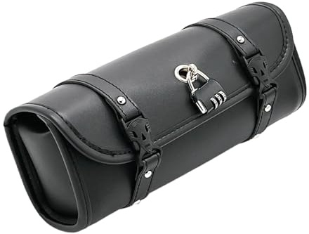 Motorrad Lenkertasche - Abschließbare Seitentaschen für Motorrad - Vintage Motorrad Vordergabel Satteltasche Mode PU Leder Wasserdicht