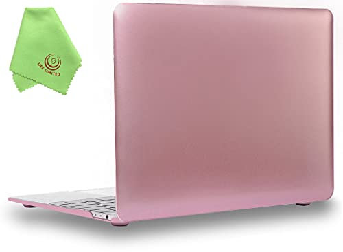 UESWILL Kompatibel mit MacBook (Retina, 12 Zoll, Anfang 2015/Anfang 2016/2017) Modell: A1534 Luxus Gold Matt Hartschale Cover + Mikrofaser Reinigungstuch Rose Gold