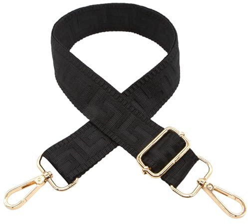Long Keeper Breiter Taschengurt 3,8 cm Taschengurte Zum Wechseln Retro Schultergurt für Taschen Gurt für Handtasche Umhängetasche Bauchtasche Crossbody Bag (Reines Schwarz)