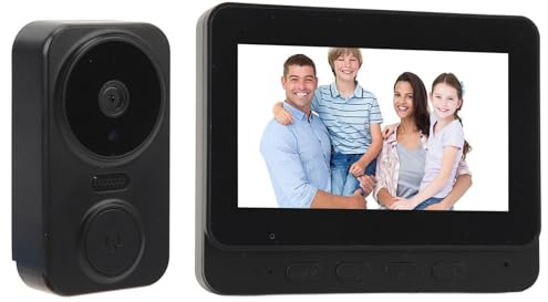 Video Intercom, Visual Intercom Video Doorbell with Monitor Infrared Night Vision Type C 2.4GHz WiFi 2 Way Voice 1080P High Fidelity Wide Angle Lens Wireless Wireless Video
