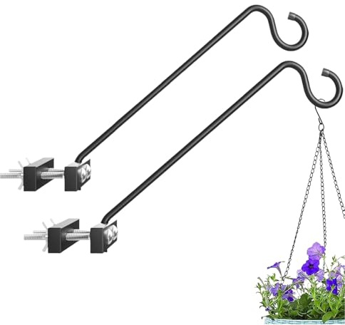 Haken für Geländer, verstellbare Halterung für Vogelfutterstation für Balkon & Blumentöpfe, Schnellverschluss, perfekt für Terrasse, Garten, Veranda (solider Stahl, belastbar bis 10 kg) (2 Stück)
