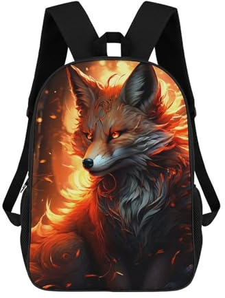 QPIRINMEX Fuchs Rucksack Kinder,Kinder Rucksack Schüler Schultasche,Verstellbare Kindergarten-Büchertaschen,Reiserucksäcke,Büchertaschen,Kinderschultasche