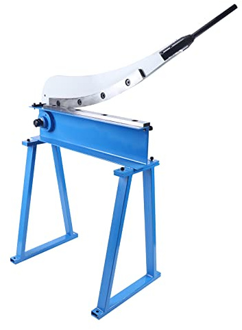 Manual Metal Shear Cutter, Sheet Metal Guillotine Shear, 800mm Bed Width Heavy Duty Manual Lever Guillotine Cutter Cropper with Sturdy Stand for 1.5mm Thickness Steel Sheet Plate Blue