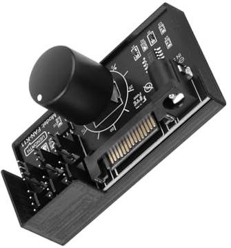 RIIEYOCA 12V 4 Pin PWM PC Fan Speed Controller,PC Fan Adapter Hub 6-Way 4-Pin Fans Supported,Cooling Fans Hub Powered by SATA and DC 5521 With Max Total 60W 5A Output