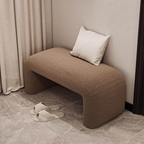 Moderne Fleece-gepolsterte Bettbank, stilvolle Aufbewahrung mit Massivholz, bequemer Akzent für Schlafzimmer, Wohnzimmer, Eingangsbereich (Kaffeebraun, 80 cm)