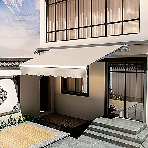 Toldo retráctil con manivela, resistente a los rayos UV y al agua, ángulo ajustable (5-35°), parasol para patio y restaurante, 4 x 2,5 m, protección solar para jardín