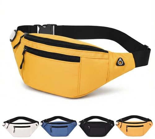 Bauchtasche Herren & Damen – wasserdichte Gürteltasche für Reisen, Alltag & Outdoor – Leichte gürteltasche Damen Hüfttasche Outdoor Groß Handytasche Sport Wasserdicht (Gelb)