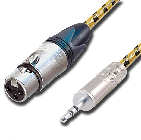 Stereo 3.5mm Mini Jack to Mono Female XLR Cable. DSLR Microphone Input lead. 1m (20m)