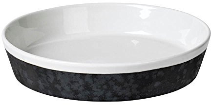 Broste Copenhagen Esrum Schale flach 19 cm schwarz / creme Vorspeisenschalen Schüsseln Salatschüsseln Suppenschalen nordisch skandinavisches Design spülmaschinengeeignet
