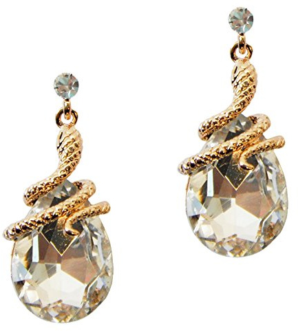 Navachi 18k Gold Plated Crystal White Zircon Snake Drop Dangle Az2691e Stud Earrings