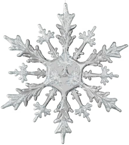 formano Eiskristall Deko Hänger 30 cm Weihnachtsdeko Fenster klar Silber Acryl - filigraner Schneekristall zum Aufhängen - Winterdeko für Fenster, Zweige oder Baum - frostige Eleganz aus Acrylglas
