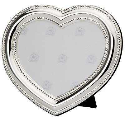 H.Bauer jun. versilberter Bilderrahmen 11x12 cm Motiv Herz - Fotorahmen Herzform zum Aufstellen - für Valentinstag, Muttertag, Hochzeit, Verlobung, für Verliebte oder zum Verschenken