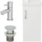 AURORA® 400mm Bathroom Vanity Unit Ceramic Wash Sink Floorstanding Storage Cabinet Reversible Soft Close Cupboard & Malmo Basin Mixer Tap & Waste Set, White Gloss