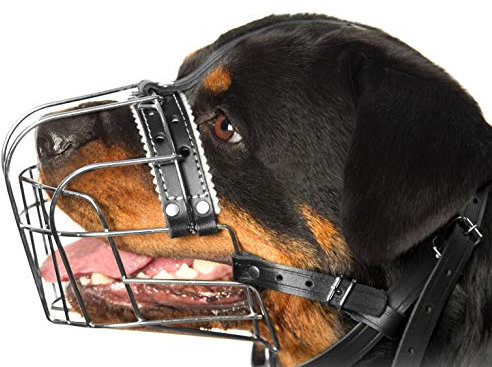 Maulkörbe für Rottweiler-Hunde aus Metall (Nr. 1) – Drahtkorb, verstellbare Lederriemen – Maulkorbumfang: 25–35,8 cm, Länge: 6,8–8,9 cm