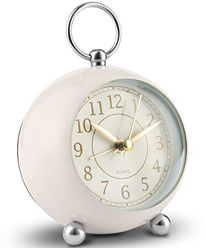 Neucox Silent Bedside Clocks Battery Operated Non Ticking Desk Clock Analogue Alarm Clock Bedroom Retro Alarm Clock Simple Loud Vintage Alarm Clocks with Light Large Display for Heavy Sleepers Office