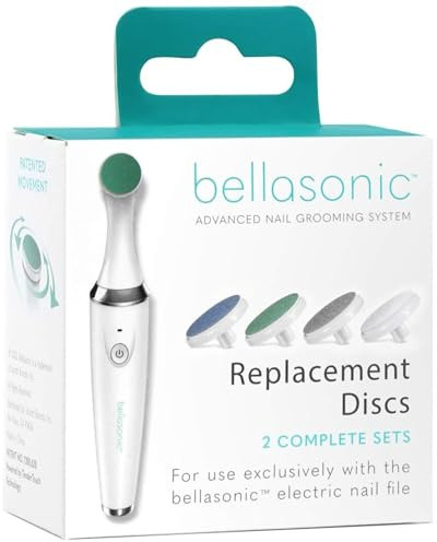 Replacement Discs for Bellasonic 4-in-1 Rechargeable Electric Nail File Set with Unique Oscillating Head – Shape, Smooth, Buff & Shine Nails | Remove Cuticles & Calluses (2 Sets)