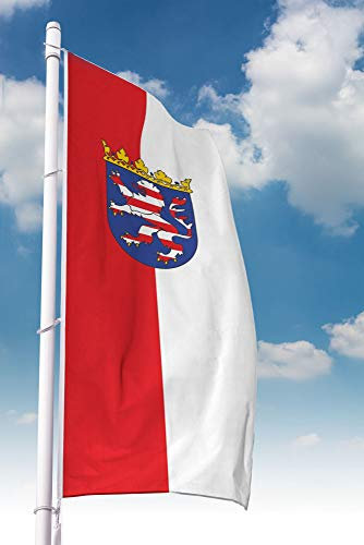 Deitert Bundesland-Flagge Hessen – 150x400 cm Hessen Fahne mit Wappen im Hochformat, Hissfahne aus reißfestem Polyester