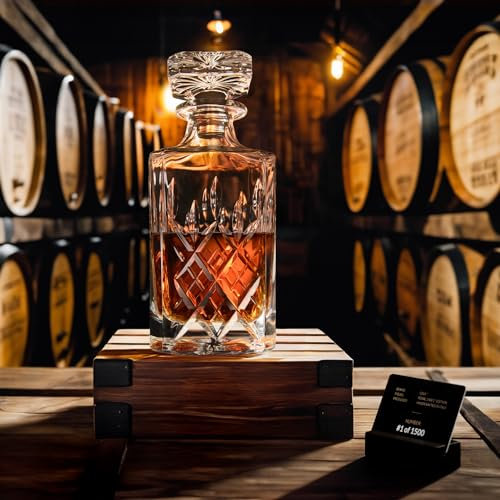 GDLF Set de carafe à whisky faite main Royal dans une belle boîte cadeau, carafe à décanter en cristal de haute qualité avec 2 verres à whisky