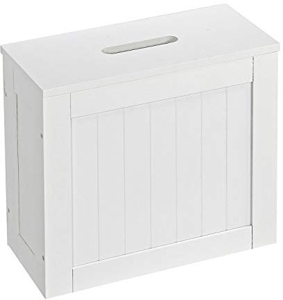 Taylor & Brown Multi-Purpose Wooden Bathroom Storage Unit, Laundry Hamper Toilet Cleaning Tidy Box Unit Cupboard (White)