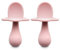 Grabease Bundle Cuillère d'apprentissage en silicone pour bébé Poignée ergonomique et barrière de protection anti-étouffement Sans BPA sans phtalates Cuillères auto-alimentantes pour tout-petits Blush